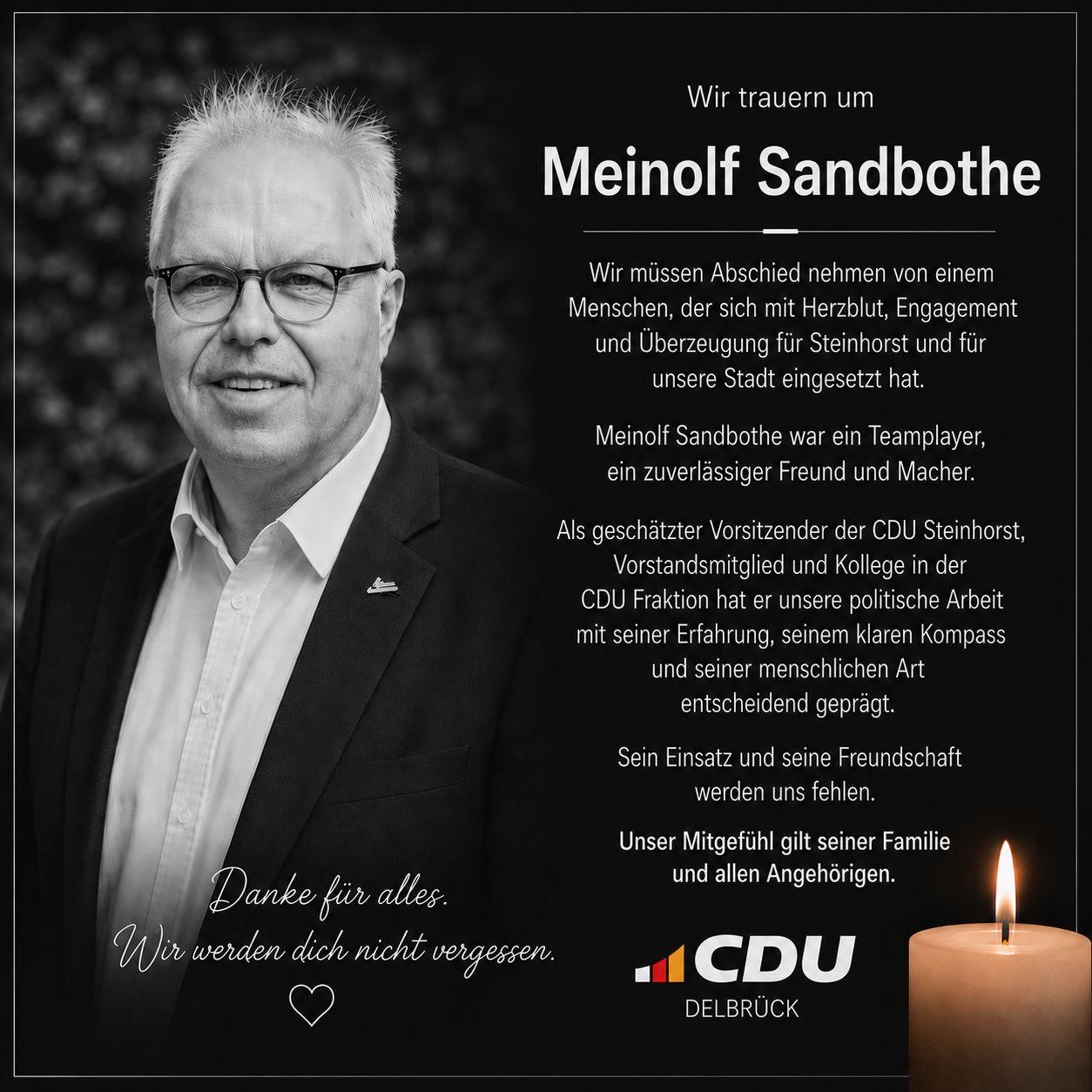 Wir trauern um Meinolf Sandbothe, +09.05.2026 🖤